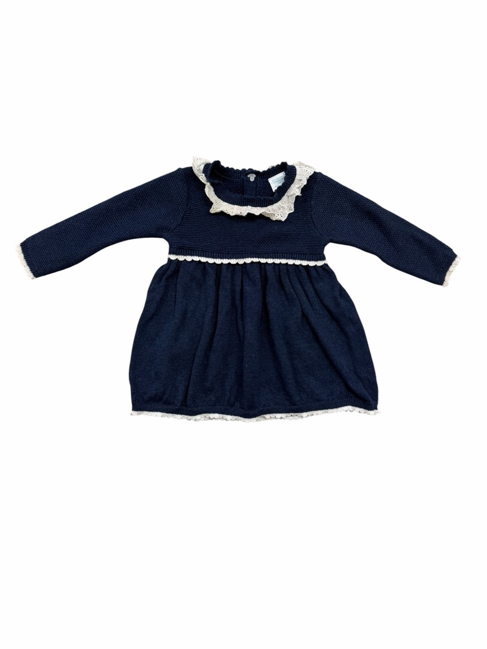 Edgehill Collection Navy Dress with Cream Lace Trim